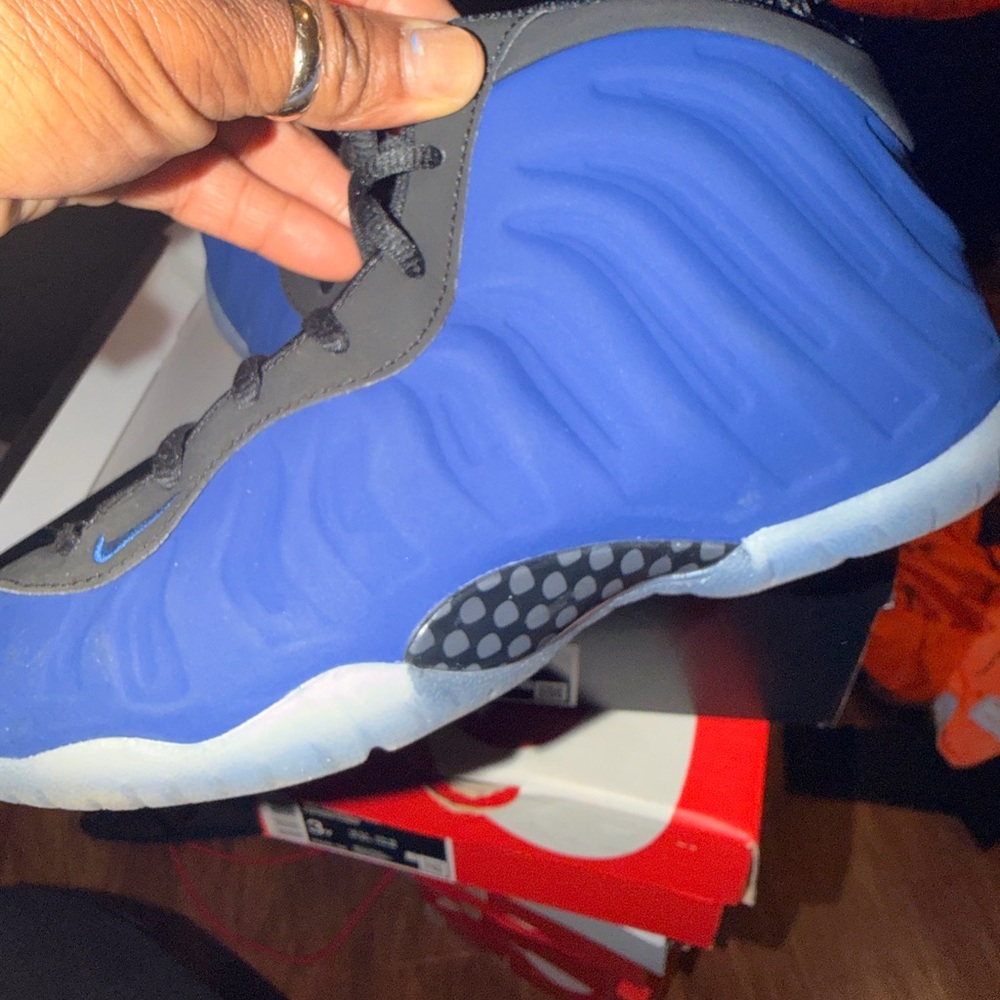 Nike Kids Black and Blue Foamposite Sneakers - Picture 2 of 7